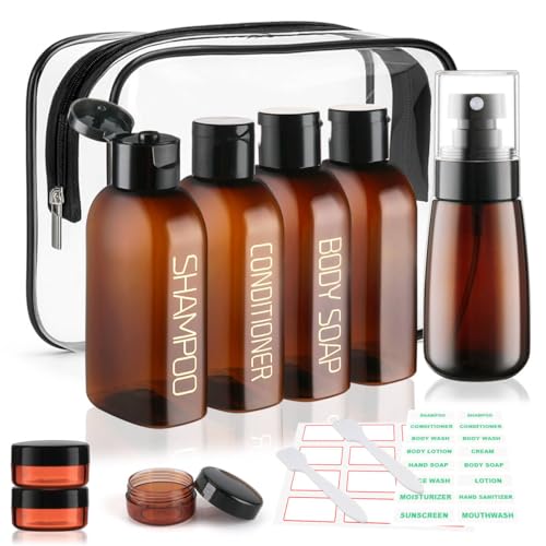Travel Bottles for Toiletries 9PCS 3.4oz Plastic Squeeze Bottles (9 Count)