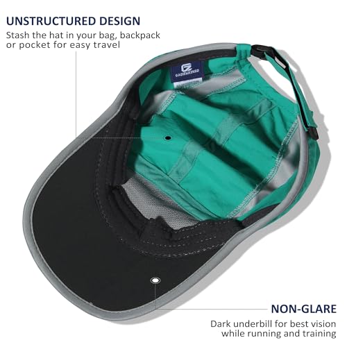 Baseball Cap Nylon Running Cap Outdoor Sports Hat for Men Women Adjustable Quick Drying Reflective Foldable UPF50+ Breath Mesh Water Repellency Race Performance Lightweight Green