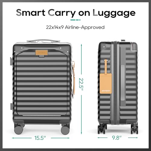 20 Inch Carry on Luggage with Front Pocket and Cup Holder