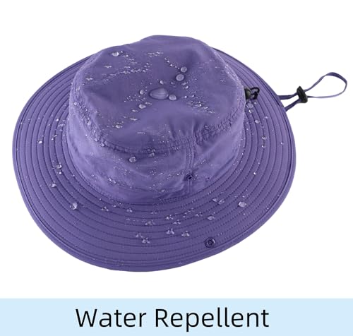 Outdoor Sun Hat for Women UPF 50+ Fishing Hiking Gardening Hat Breathable Mesh Cowboy Hat Summer Beach Hat Purple