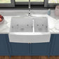 33 In. White Fireclay Farmhouse Sink Curved Apron Front Country Style