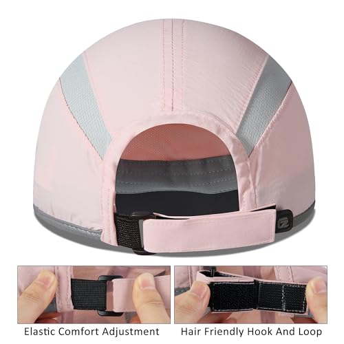 Baseball Cap Nylon Running Cap Outdoor Sports Hat for Men Women Adjustable Quick Drying Reflective Foldable UPF50+ Breath Mesh Water Repellency Race Performance Lightweight Light Pink