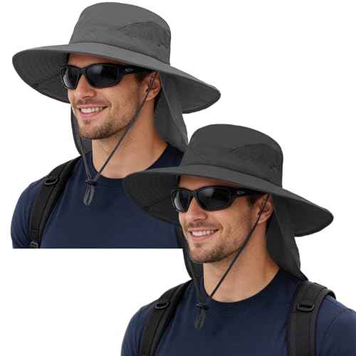 UPF 50+ Wide Brim Sun Hat with Neck Flap (2 Count)