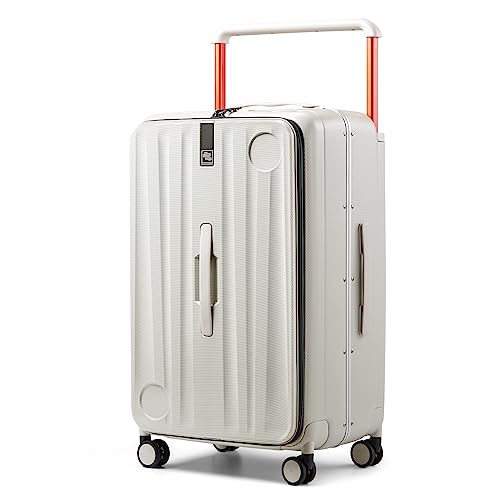 Multifunctional 26 Inch Checked Luggage Hard Shell Suitcases with Wheels Travel Trunk Style Luggage Large Rolling Suitcase for Women Men