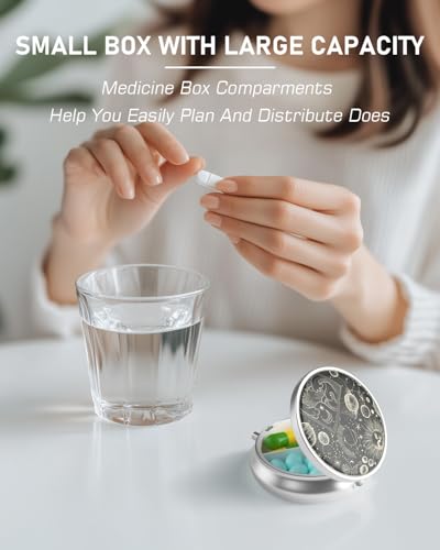 Pill Box 3 Compartment Portable Travel Medicine Box with Mirror