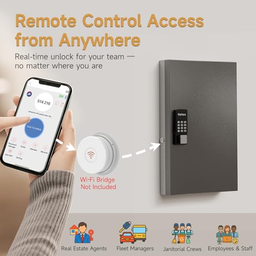 72 Key Lock Box Smart Key Organier Cabinet with Keypad & App for Office