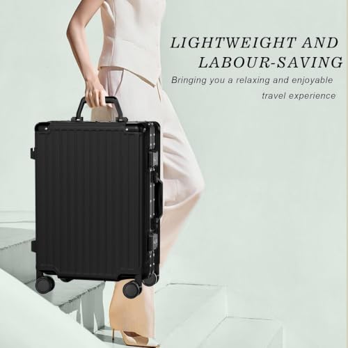 Luggage Sets 2 Piece Aluminum Frame Carry On and Checked Suitcase PC ABS Hard Shell TSA Lock No Zipper (2 Count)