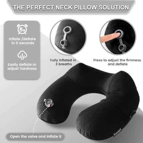 Portable Inflatable Travel Neck Pillow for Airplane