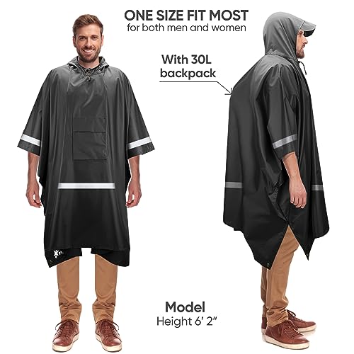 Hooded Rain Poncho for Adults