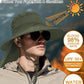 Outdoor Sun Hats with Stowable Neck Flap for Men Women UPF 50+ Mesh Summer Bucket Hat Wide Brim for Fishing Safari Hiking Army Green