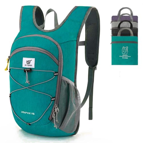 15L Foldable Hiking Backpack Lightweight Packable Travel Daypack with Chest Strap Small Outdoor Folding Back Pack Collapsible Bag for Women Men