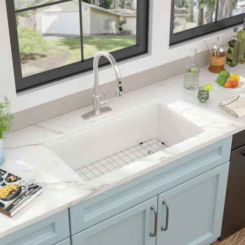 32"x19" White Undermount Kitchen Sink