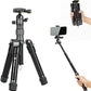 Fotopro Mini Tripod with Ball Head, Phone Mount Detachable Selfie Stick, Folded only 8.6", Max Load up to 6.6 lbs. FY-810 Matt Grey