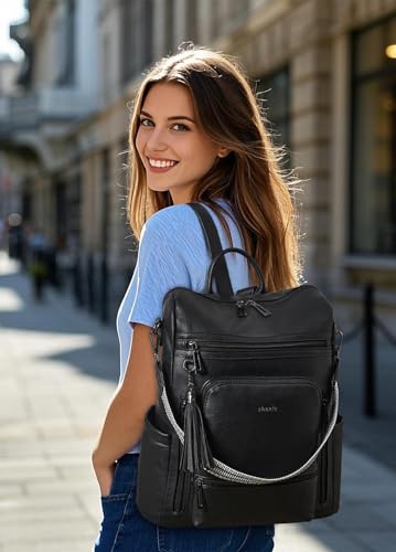 Vegan Leather Laptop Backpack for Women 15.6 inch Work Backpack Fashion Travel Backpack Purse for Travel College Work