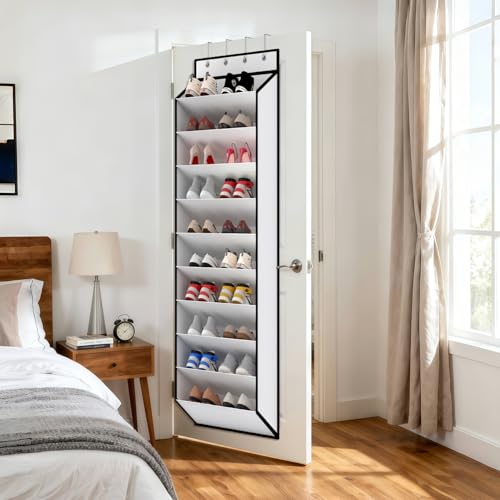 10 Tiers White Over Door Shoe Organizer Storage