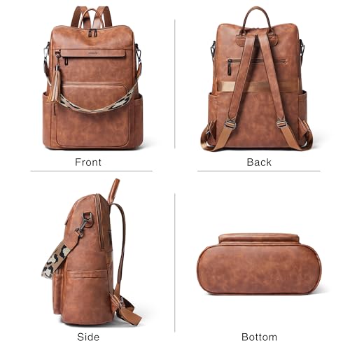 Vegan Leather Laptop Backpack for Women 15.6 inch Work Backpack Fashion Travel Backpack Purse for Travel College Work