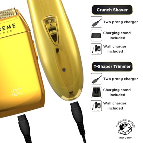 2-in-1 T-Shaper Trimmer & Crunch Foil Shaver | STF602 Electric Razor & ST5200 Beard Trimmer Barber Haircut Kit | Gold