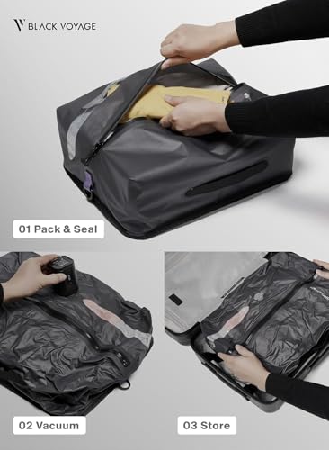 Black Voyage Reusable Vacuum Compression Travel Bag for Carry