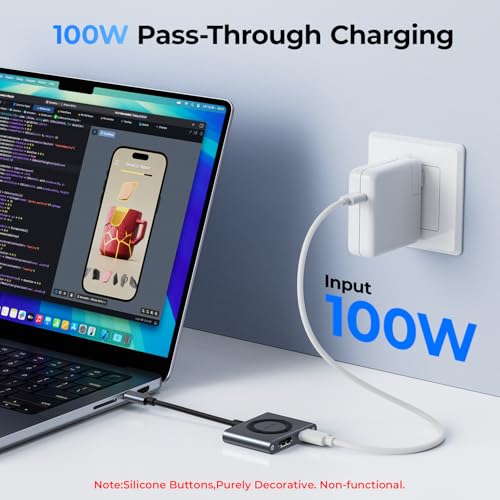 2-in-1 USB C Hub, USB C to HDMI Adapter with HDMI 4K@60Hz & 100W PD Charging - Adapter for Laptop, MacBook, IPad (USB-C), iPhone 15/16, Tablets, Switch