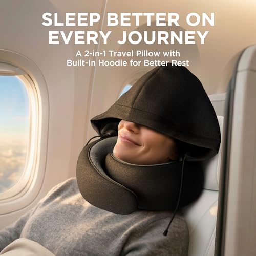 Travel Pillow Neck Pillow with Hood for Airplane Sleeping