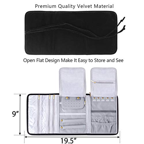 Velvet Travel Jewelry Roll Organizer
