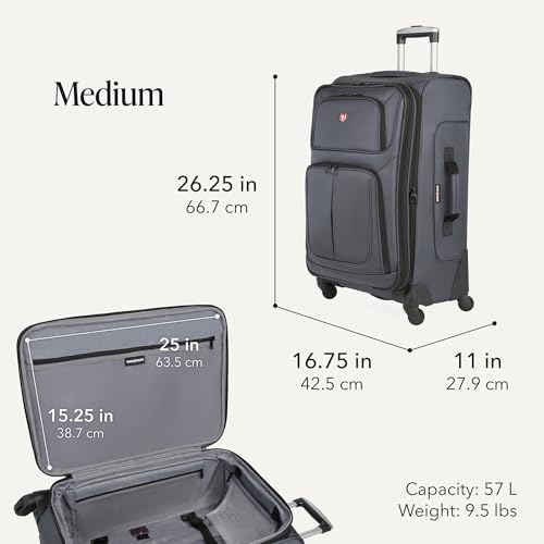 Sion Softside Expandable Spinner Luggage Durable Lightweight Travel Suitcase (2 Count)