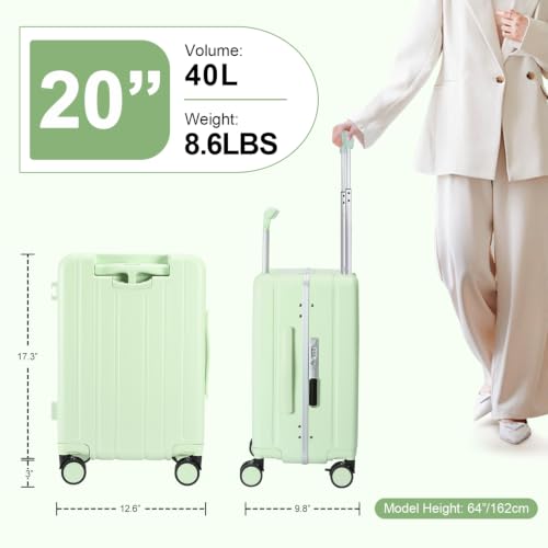 20" Carry On Luggage Double Handle Suitcase with Net Pocket