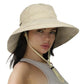 Womens Sun Hat with Ponytail Hole Cotton Shapeable Wide Brim