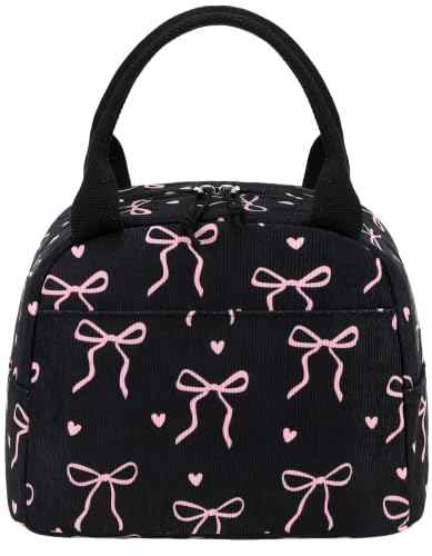 Lunch Bag for Women Cute Corduroy Lunch Tote Bags with Shoulder Strap Reusable Insulated Lunch Box Large Capacity Reusable Insulated Cooler for Work Picnic or Travel