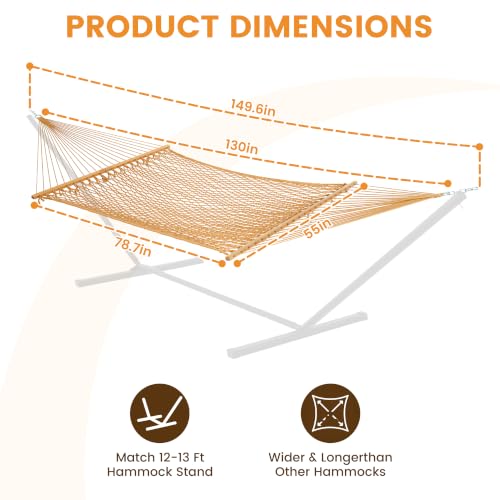 Lazy Daze Double Handwoven Rope Hammock for Outdoor Fits 12