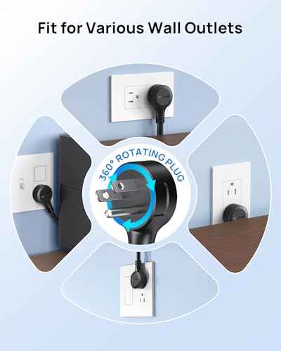 Wall Mount Surge Protector Power Strip with 360 Rotating Plug