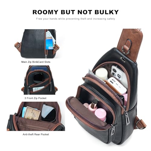 7L Crossboydy Sling Bag for Women Vegan Leather Crossbody Purse Fanny Pack Chest Bag for Travel