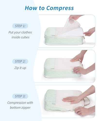 6 Set Compression Packing Cubes for Travel Women Men