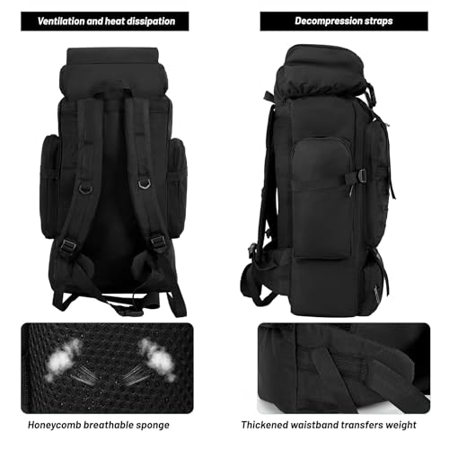 80L 2 pack Hiking Backpack for Men with Sling Tactical Backpack (2 Count)