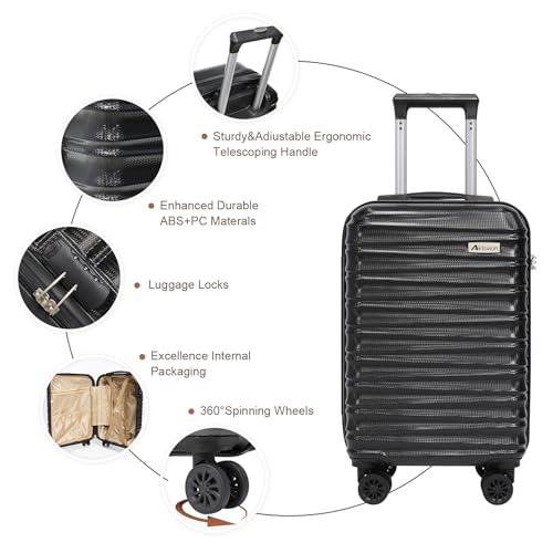 Luggage Set 3 Piece Luggage Set ABS hardshell Spinner Wheels Luggage Carry on Suitcase with Weekender bag & Toiletry bag (3 Count)