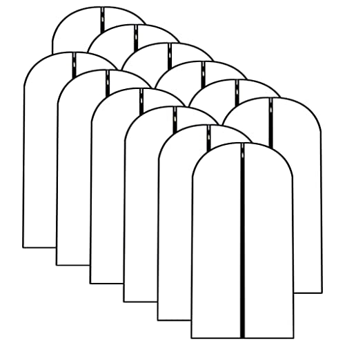 Garment Bags for Hanging Clothes 12 PCS Transparent Waterproof Dustproof Storage for Wardrobe Storage Suit Covers for Closet Clear Reuse Full Zipper for Costumes Suits Coats 24''x48'' (12 Count)