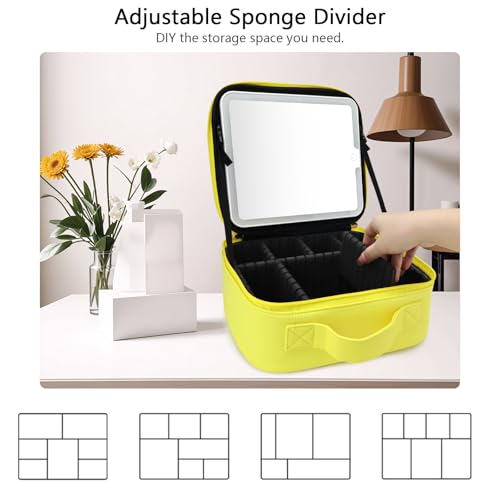 Travel Makeup Bag with LED Mirror Travel Makeup Organizer with 3 Lighted Settings