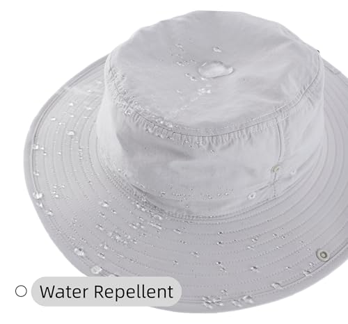 Men's Sun Hat Wide Brim Hiking Camping Gardening Hats UV Protection Outdoor Fishing Hat Light Grey