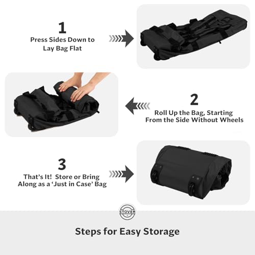 45/80/100L Rolling Duffel Bag with Wheels, X-Large Durable Travel Duffle + Toiletry Bag, Heavy Duty, Packable with Shoulder Straps- Use as Luggage or Backpack, Men/Women (Black)