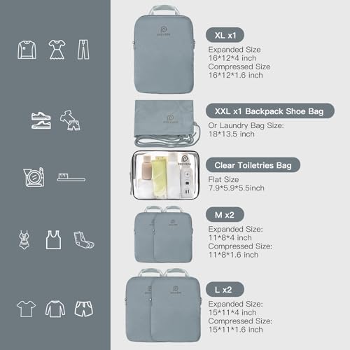 Lightweight Compression Packing Cubes for Suitcases (7 Count)