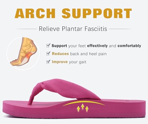 Flip Flops for Women Arch Support Summer Beach Sandals Rose Size 8.5