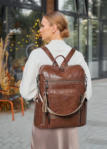 Vegan Leather Laptop Backpack for Women 15.6 inch Work Backpack Fashion Travel Backpack Purse for Business College