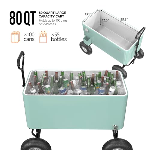 80 Quart Wagon Rolling Cooler Ice Chest
