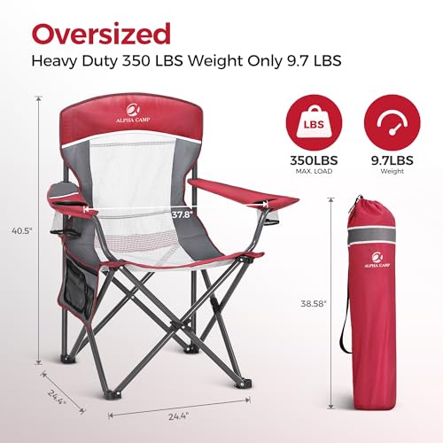 Heavy Duty 400lbs Mesh Back Camping Chairs with Lumbar Support