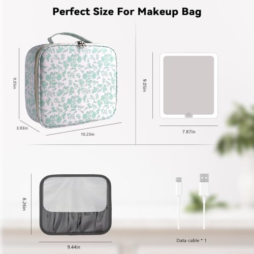 Travel Makeup Bag with LED Mirror Toiletry Bag for women with 3 Lighted Settings