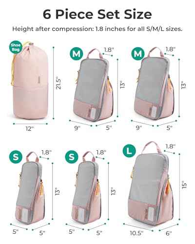 6 Set Compression Packing Cubes for Travel (6 Count)