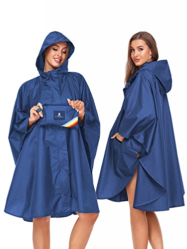 Unisex Rain Poncho Hooded Waterproof Raincoat for Adults Women