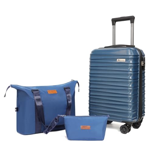 Luggage Set 3 Piece Luggage Set ABS hardshell Spinner Wheels Luggage Carry on Suitcase with Weekender bag & Toiletry bag (3 Count)