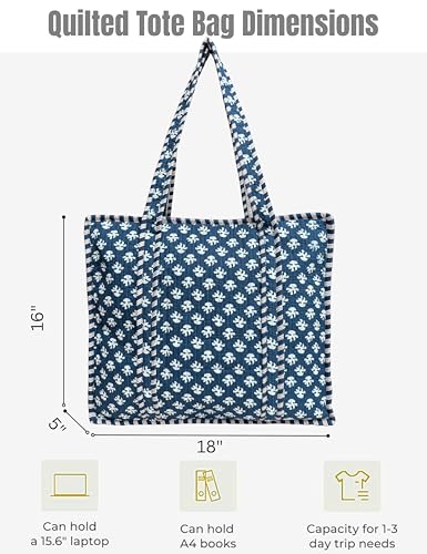 100% Cotton Quilted Tote Bag For Women