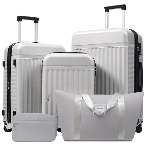 Luggage Sets Durable Hardshell 3 Piece Suitcase with Bags (5 Count)